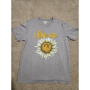 Blink 182 T-Shirt Size XL Gray Acid Washed Punk Rock Band Happy Sunflower